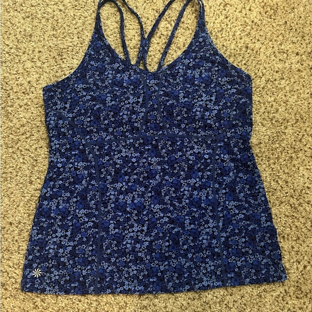 Athleta Blue Floral Tank Top